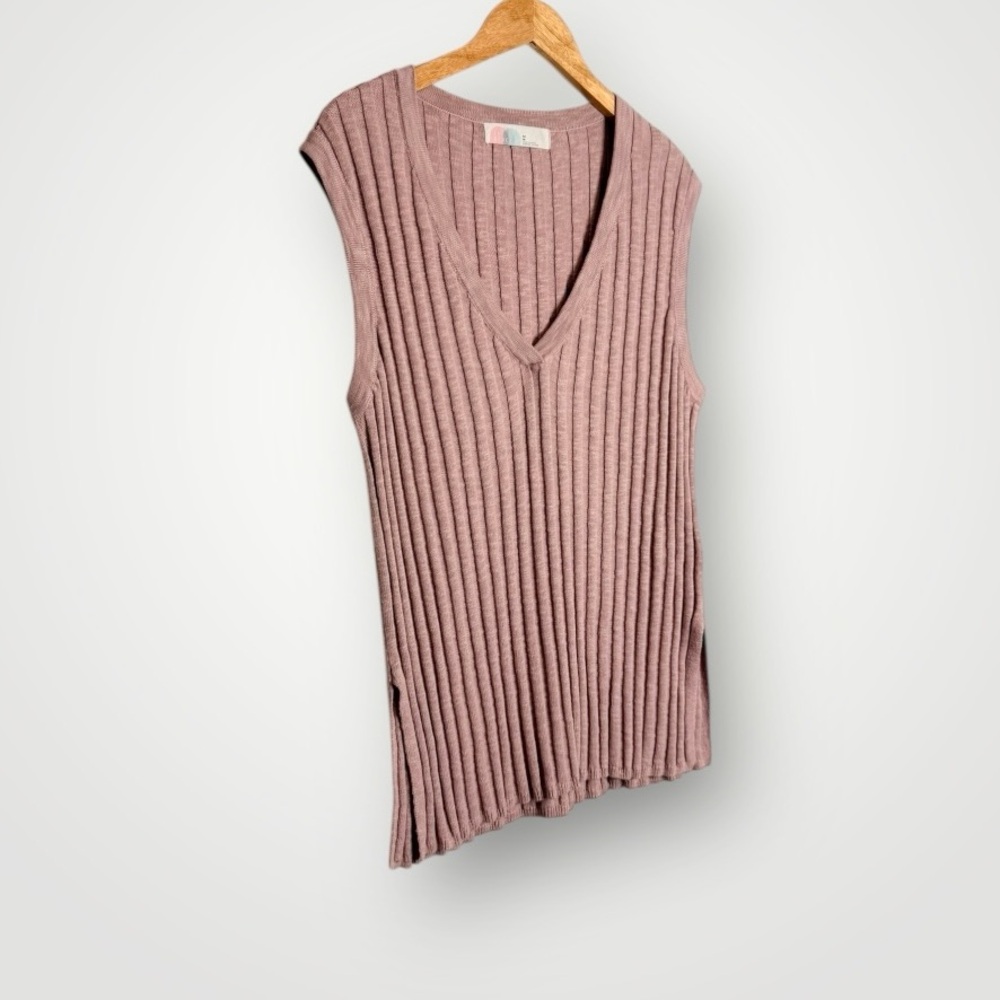 Free People Beach Veda Ribbed Sweater Womens Size Medium Sleeveless Pink Layer - Picture 5 of 11